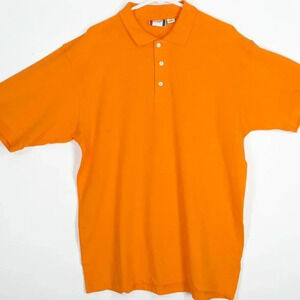 Clique Short Sleeve Button Polo Shirt Orange Men's Large 100% cotton